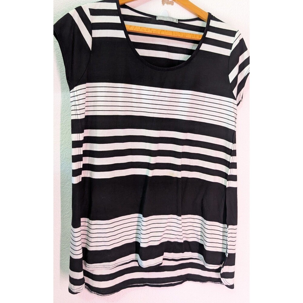 Olivia Moon White Black Striped Women's Size L Large (978D)